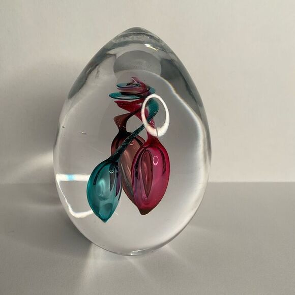 Artcristal Bohemia Glass Paperweight Egg Shape Decor Blue‎ / Pink / Red - Picture 3 of 7